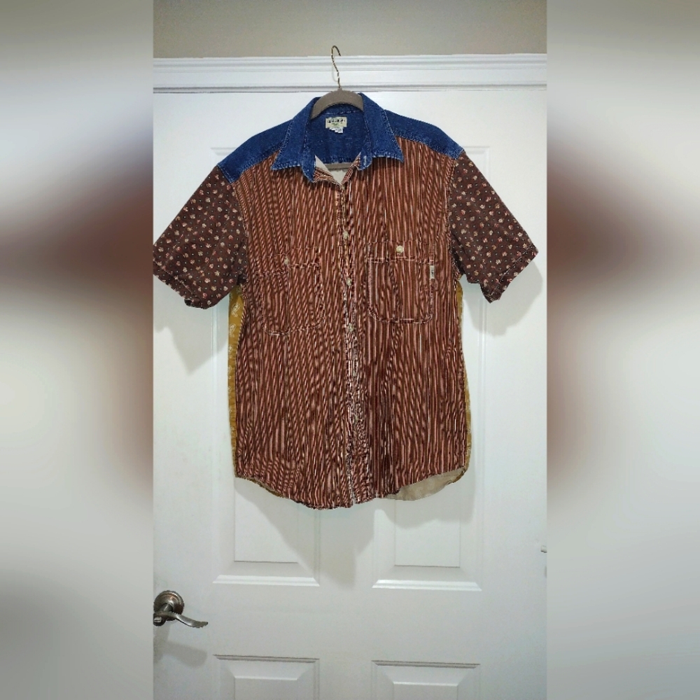 Guess Vintage Multiple Pattern Button Down Shirt … - image 1
